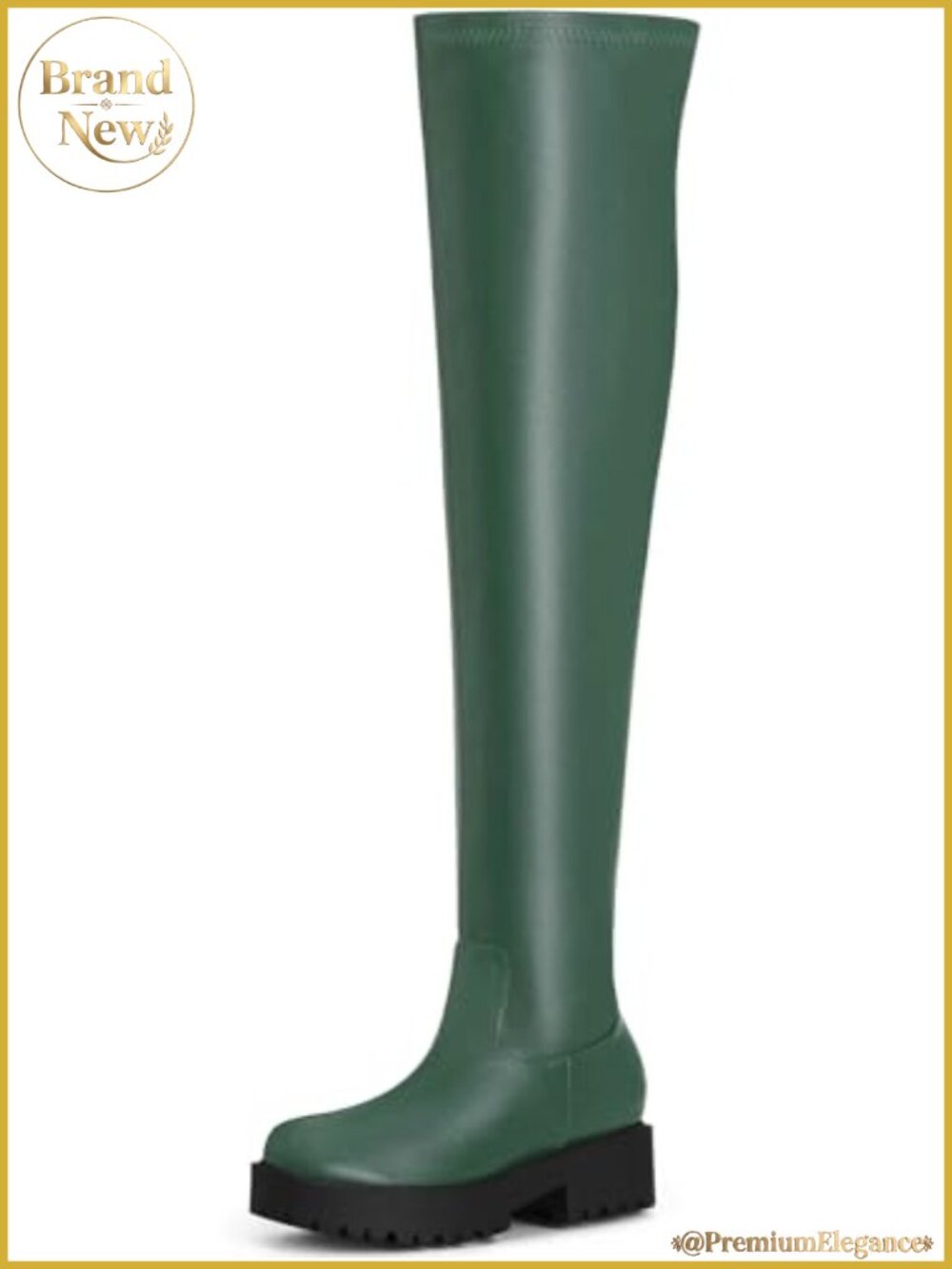 Platform Round Toe Chunky Low Heel Lug Sole Over the Knee Boots